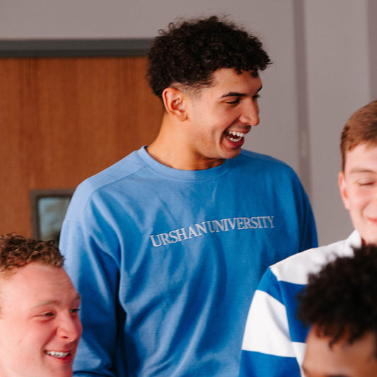 Blue Urshan University Embroidered Crewneck